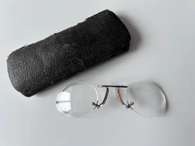 Antiker Kneifer Antike Brille Randlos mit Etui