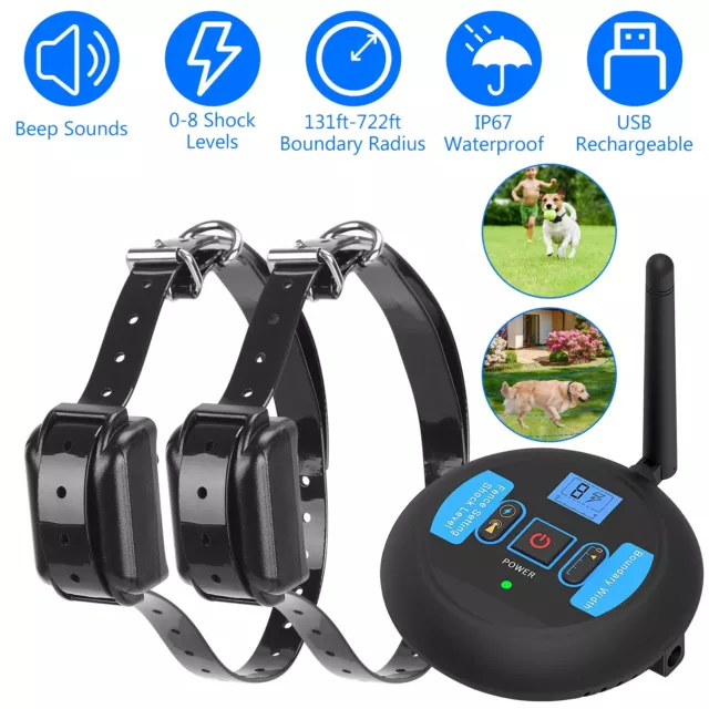 Wireless Electric Dog Fence Pet Containment System Shock Collar For 1/2/3Dogs 2
