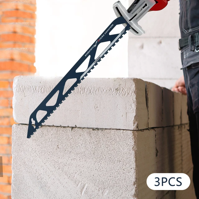 3*Reciprocating Saw Blade Demolition Cutting For Hollow Brick Concrete Dark Blue