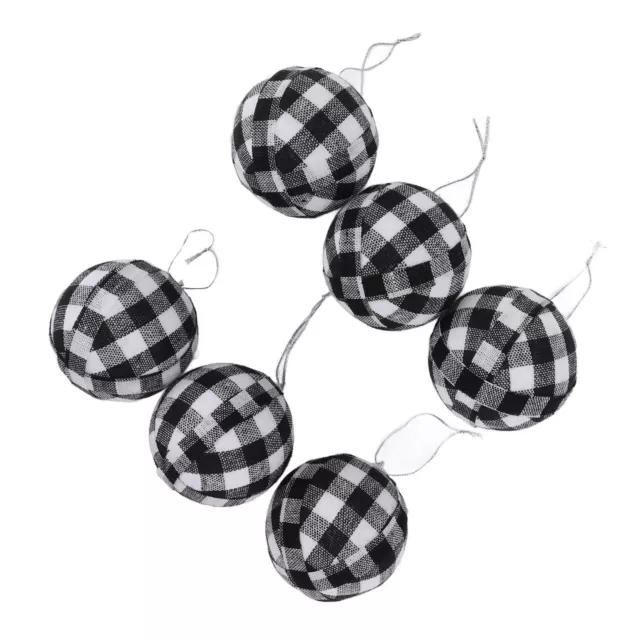 (Black And White Check)6Pcs 70mm 2.76 Inch Christmas Ornaments Balls