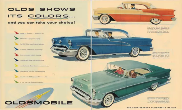 1955 '55 OLDSMOBILE "88" HOLIDAY Automobile Car Rocket 2 Page Vintage Print Ad