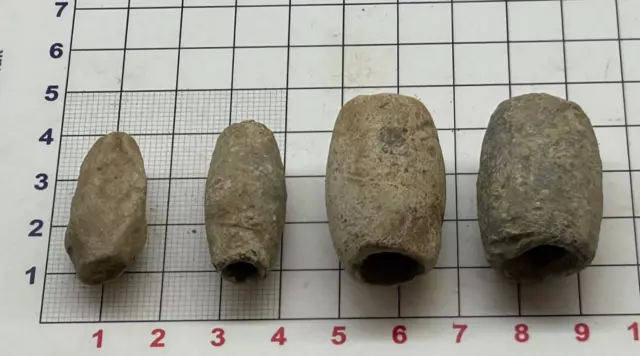 4 x Rare Roman / Early Medieval Lead Net / Snare Weights Metal Detecting Finds