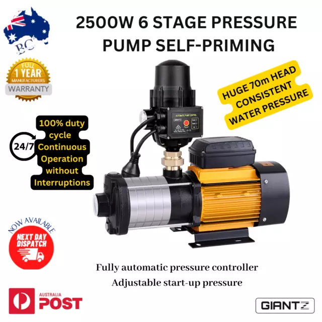 Giantz Water Pump 2500W High Pressure Multi Stage Garden Farm Auto Irrigation AU