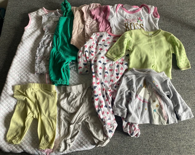 Bundle of Baby Girls Clothes Age 0 to 3 Months. Collection Of  12 Items