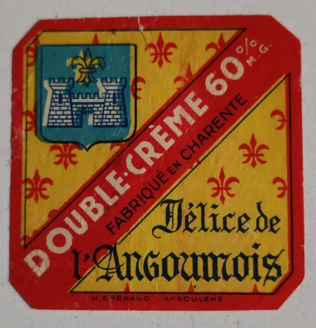 Etiquette fromage Double Crème Délices de L'Angoumois Fabriqué en Charente