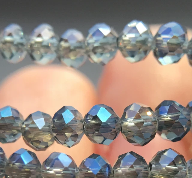 90 Stück navy blau Facettierte Glasperlen 6mm Kügelchen Kristall |DIY Schmuck