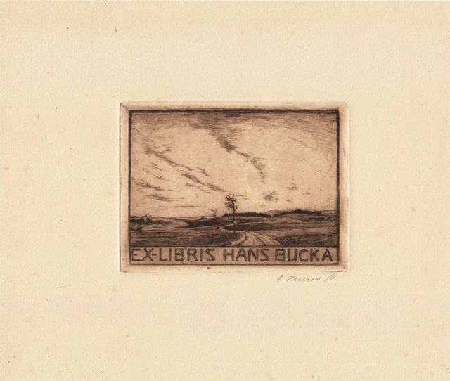 Exlibris Bookplate Etching Artur Hen 1887-1963 Landscape