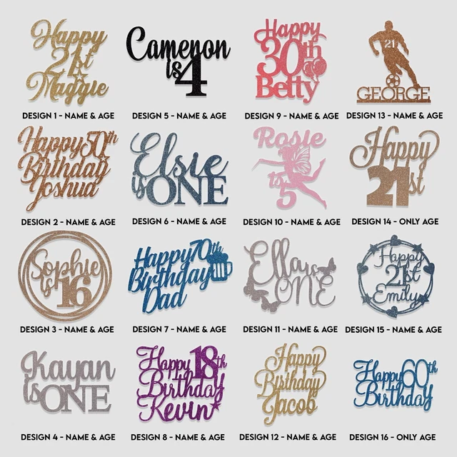 Personalized Birthday Cake Topper - Custom Name & Age Acrylic Decoration, Choose 4.5", 6", Or 7" Width (Name: Paulette)