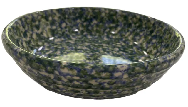 Roseville Spongeware Henn Pottery Blue & Green 7-7/8” Bowl Pasta Salad Soup USA