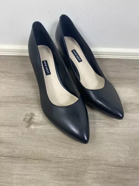 Nine West size 8 shoes Black leather heels Pumps Block Heel Tves RRP $199 2