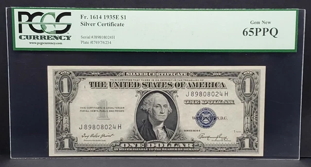 Fr. 1614 1935E $1 Silver Certificate PCGS 65 PPQ Gem New
