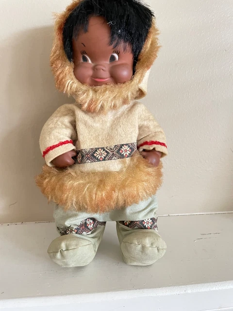 Vintage Regal Indian Art Eskimo Souvenir Doll, Made in Canada 10"