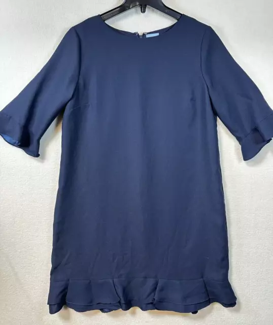 CeCe Ruffle Hem Shift Dress Navy Womens Size 10 Bell Sleeve