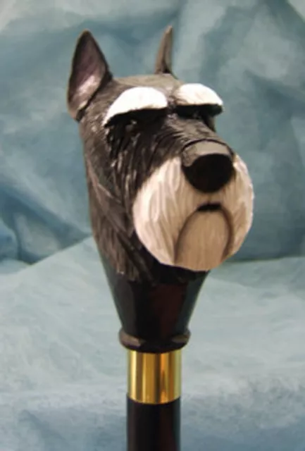 Hand Carved Schnauzer Dog Handle Wooden Walking Cane Walking Stick Best Gift A