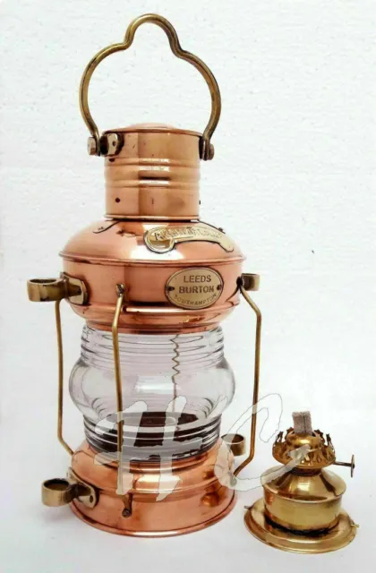 Kupfer antike Anker Öllampe Leeds Lantern Nautical Ship Lantern Lampe 5