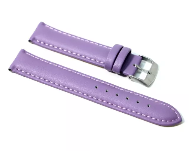 Cinturino per orologio in vera pelle semi imbottito liscia lilla ansa 18mm watch