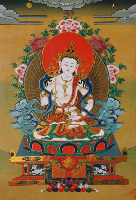14"Silk Brocaded Golden Wood Scroll Tibet Thangka: Vajrasattva, Purity Ur Mind = 3