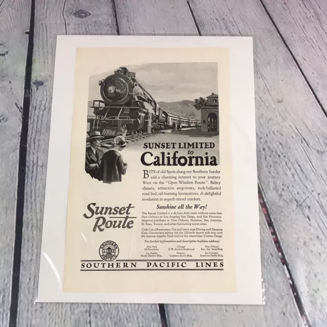 Vtg 1926 Southern Pacific Line Railroad Genuine Magazine Advertisement Print Ad
