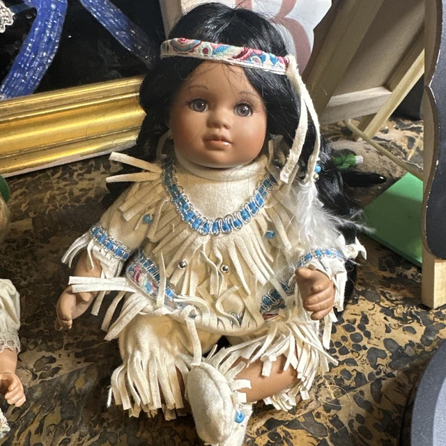 Vintage Marie Osmond Tiny Tots Chenoa Native American 6inch Porcelain Doll