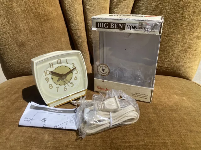Vintage Westclox Big Ben Illuminight Quartz Electric Alarm Clock Model 43004WM