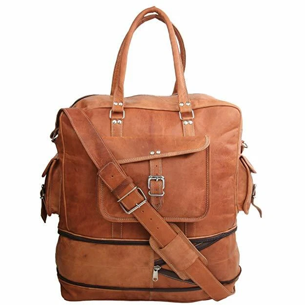 Homme Cuir Véritable Gym Voyage Valise Polochon Vintage Sac