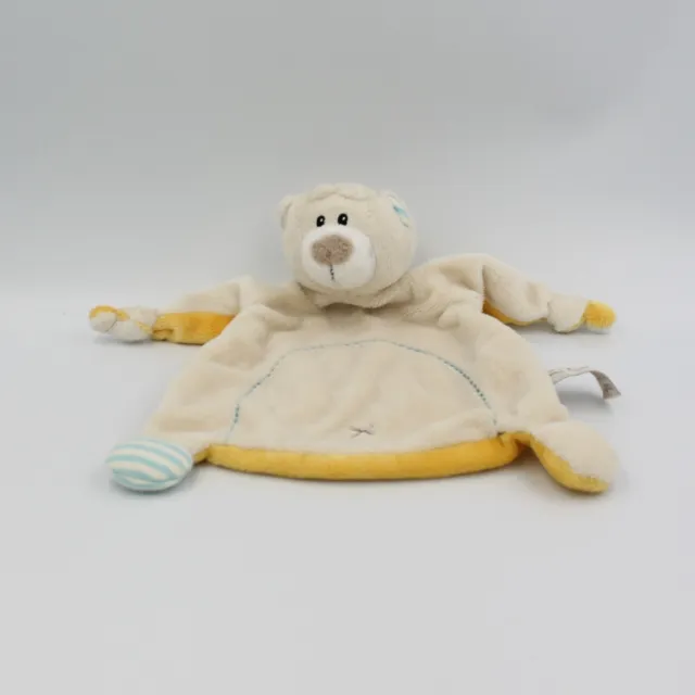 Doudou plat ours plat blanc beige jaune MY FIRST NICI - 28462