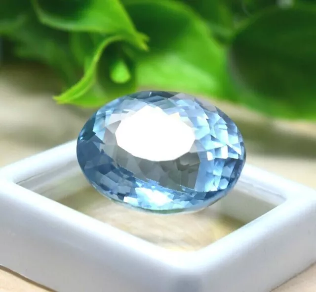 Natural Sky Blue Aquamarine 48 Ct Oval Shape Certified Loose Gemstone Y585