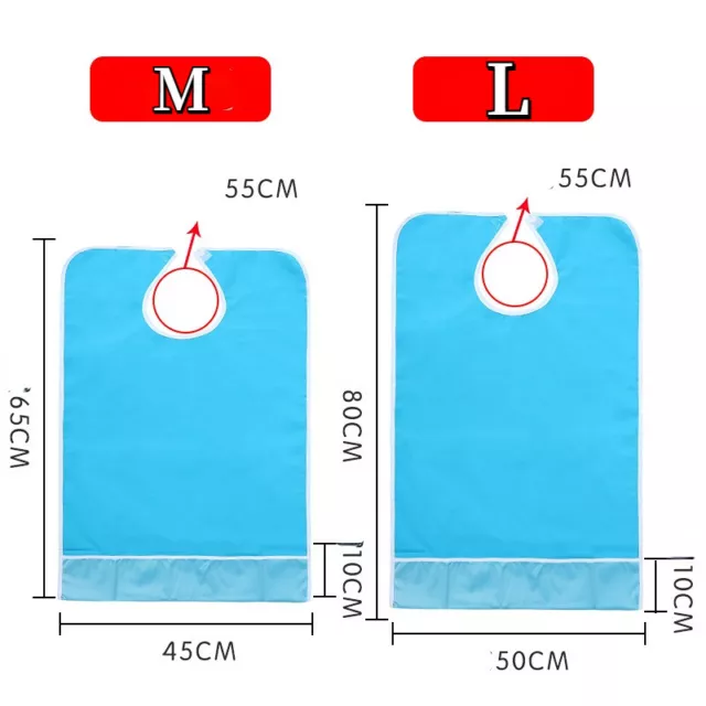 Adulti Dei Pasti Bavaglino Protezione Paziente Disabilità Pranzare Soccorso PVC 2