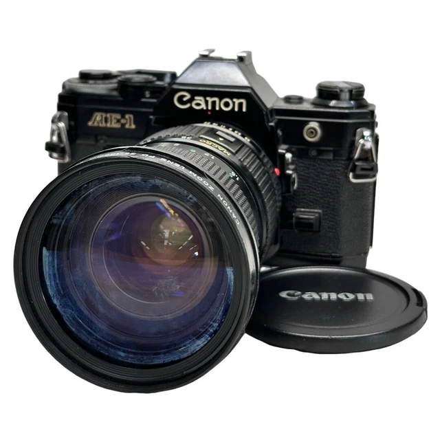 CANON AE-1 BLACK SLR Film Camera New FD 35-70mm f/4 Zoom Lens from