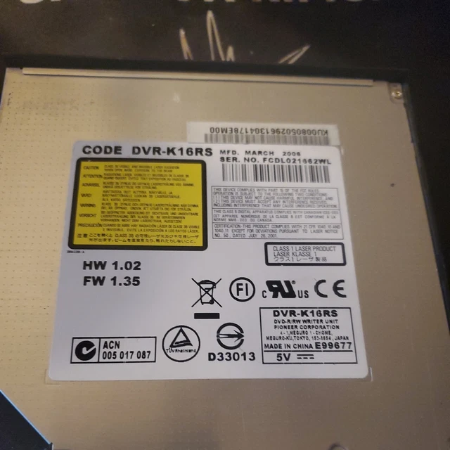 Acer Aspire 5000 Series 8X DVD±RW IDE Burner Drive DVR-K16RS (A34-03). FREE SHIP