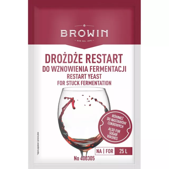 "Browin"  Levure de reprise de fermentation 22 g | Pour 25 litres de vin & moût