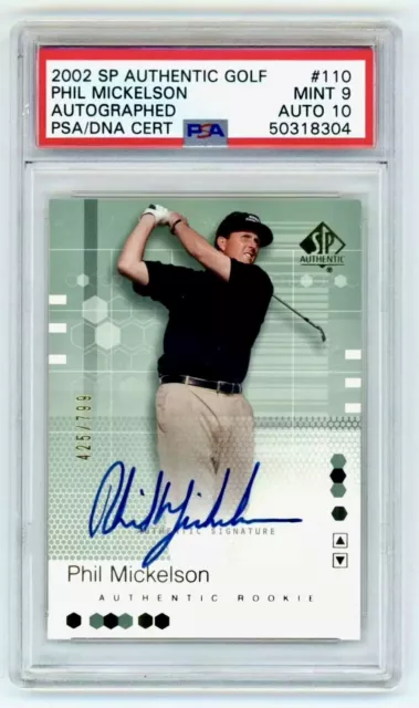 PHIL MICKELSON 2002 UD Upper Deck SP PGA Golf Rookie RC Auto #/799 PSA 10 Auto/9