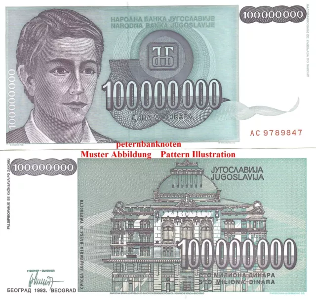 JUGOSLAWIEN /YUGOSLAVIA 100 Millionen Dinara 1993 Unc  P124 6195#Kassenfrisch..