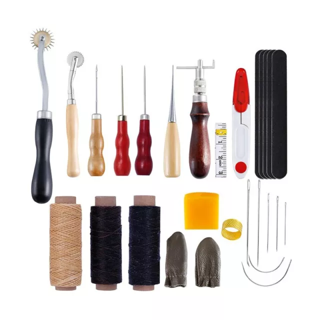 30 piezas Kit de herramientas de perforación artesanal de cuero Costura Grabado Trabajo hágalo usted mismo Borde Costura