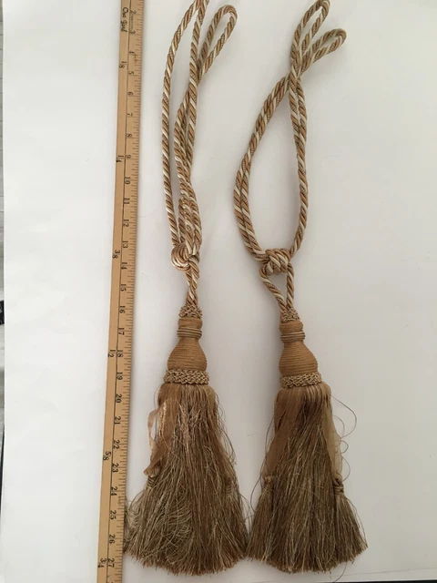 Curtain Tie Backs Tassels Swags Drapery Curtain Large Elegant Gold Pair