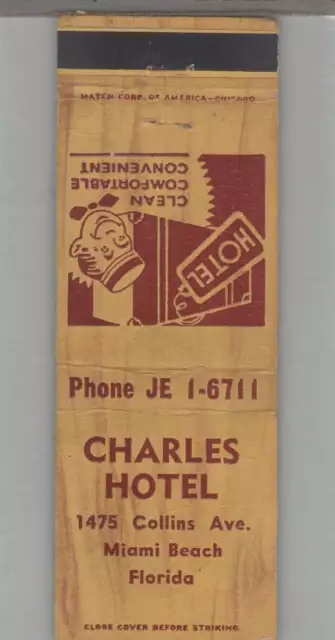 Matchbook Cover - Miami Beach Charles Hotel Miami Beach, FL