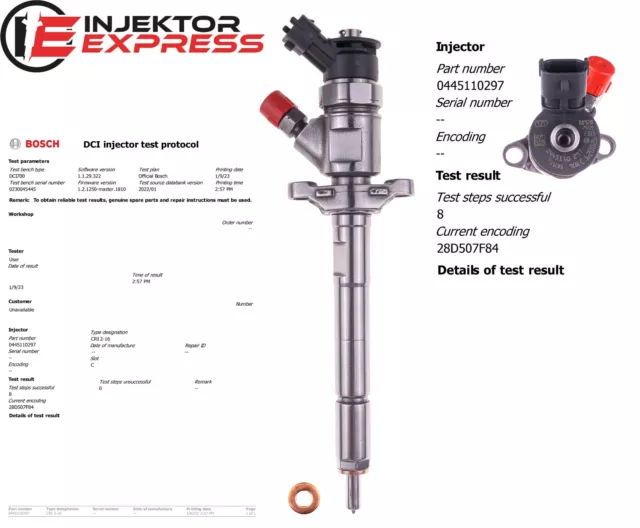 0445110297 ✅ 9662002680 ✅ Injektor Bosch Citroen C2 C3 C4 C5 Berlingo 1.6 HDi