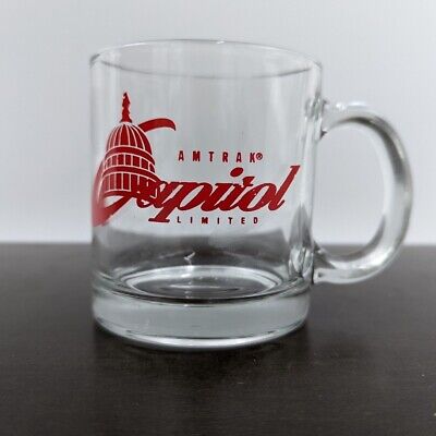Vintage AMTRAK CAPITOL LIMITED Glass Mug Coffee Tea Cup