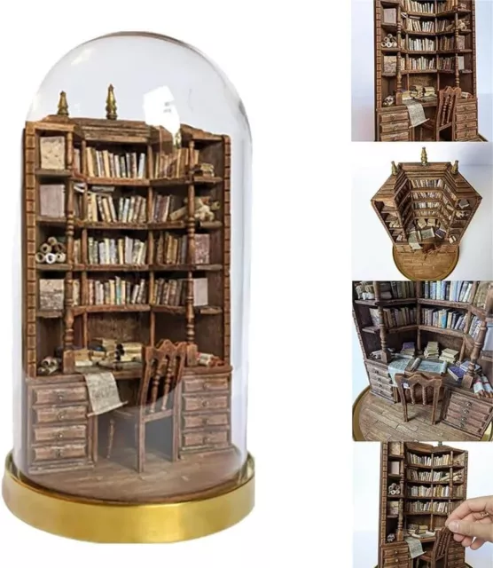 The Bay Library Miniature Gothic Bookshelf, Handmade Miniature Bookcases