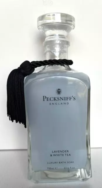 Pecksniff's Lavender & White Tea Bath Soak 23.6 fl.oz. England-GLASS NEW, SEALED