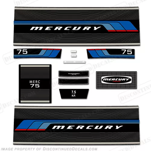 Fits Mercury 1976 7.5HP Outboard Engine Decals