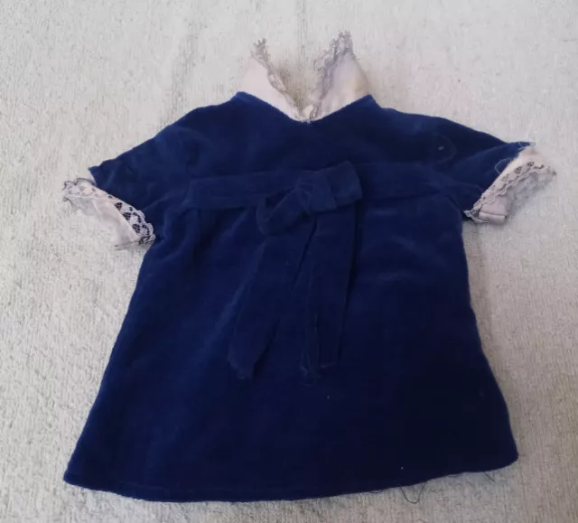 Antiguo Vestido De Muñeca A Identificar, Azul Con Lazo, Años 60 70 ?, 2º