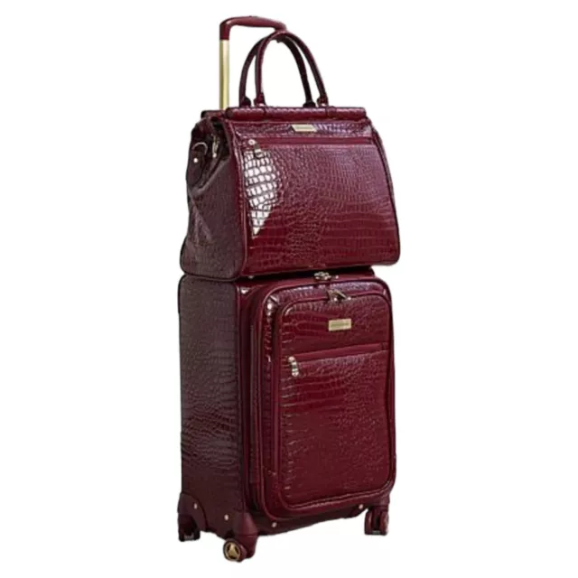 Samantha Brown 22" Croco Spinner & Dowel Bag Luggage Travel Set - Burgundy