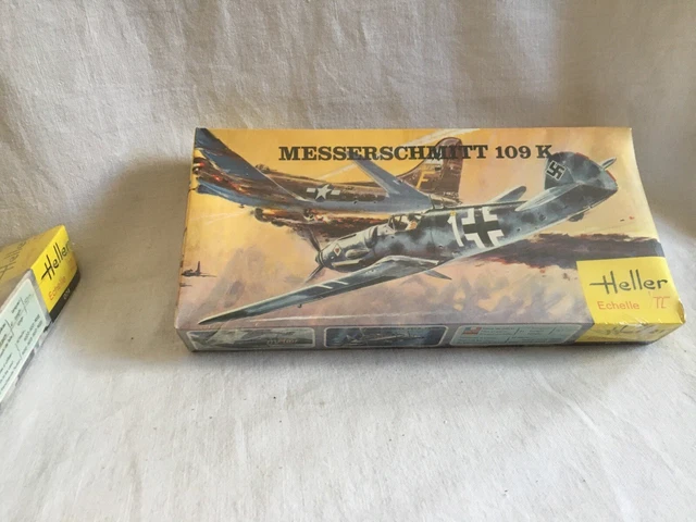 Maquette model 1/72: Heller vintage, avion chasseur Messerschmitt Bf109 K,  WW2