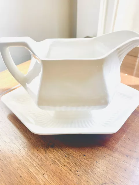 ADAMS EMPRESS IRONSTONE GRAVY BOAT attached underplate. Perfect condition.