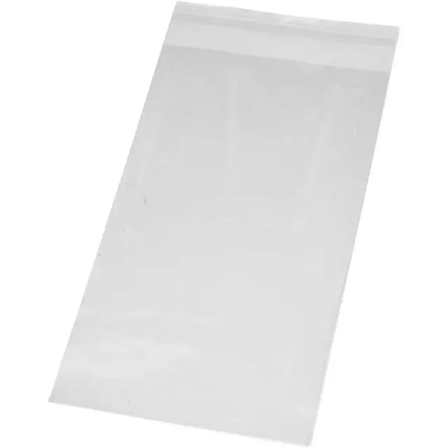 200 x Transparent Cellophane Bags With Self Adhesive Flap W 12cm H 22cm 25Micron