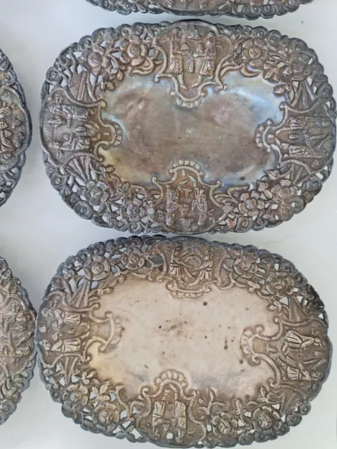 Antique Islamic Persian Solid Silver   Side Plates engraved  x6