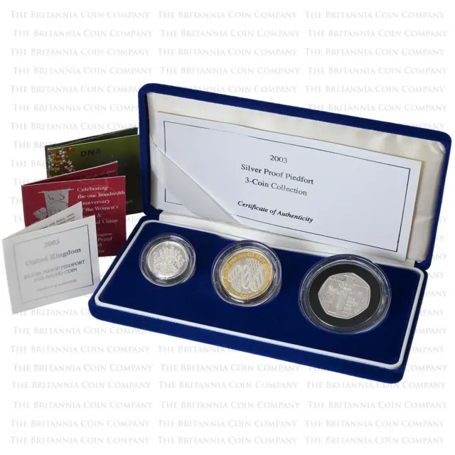 2003 UK Piedfort Silver Proof Annual 3 Coin Set UK03PF3S