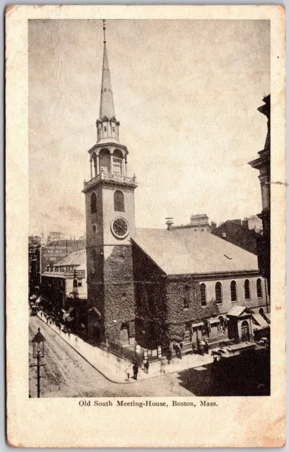 Old South Meeting House Boston Massachusetts Street View Antique Photo Postcard