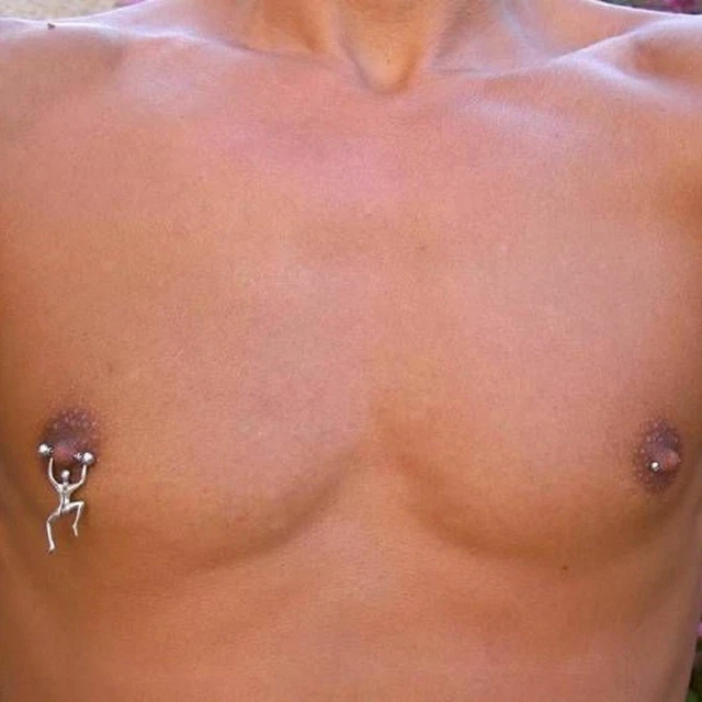 14 Gauge Nipple Shields Ring Hang Man with Barbells Surgical Steel Sold as Pairs 2